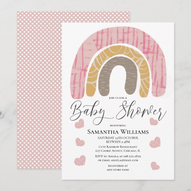 Cute Rainbow Baby Shower Inbjudningar (Fram/baksida)