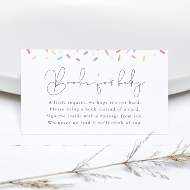 Cute Rainbow Baby Sprinkle Shower Bokar för Baby Tilläggskort (Cute Rainbow Sprinkle Books for Baby Shower Enclosure Card.)