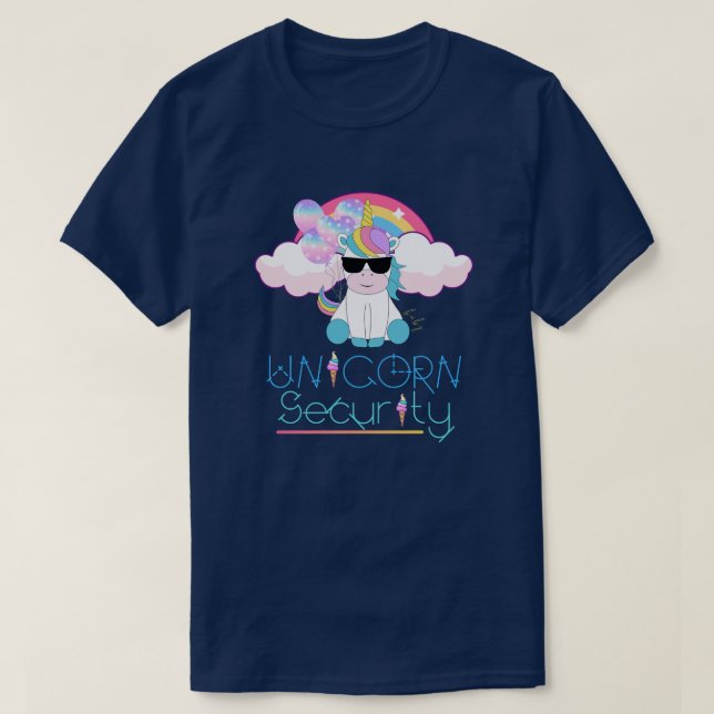 Cute Rainbow Baby Unicorn Security T Shirt (Design framsida)