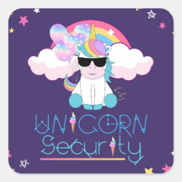Cute Rainbow Baby Unicorn Security T-Shirt Napkin Fyrkantigt Klistermärke