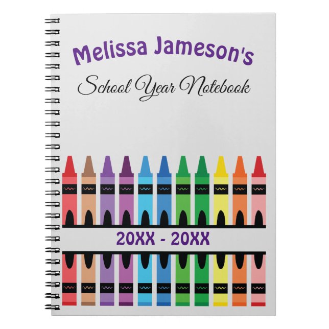 Cute Rainbow Back to school Crayon Anteckningsbok (Framsidan)