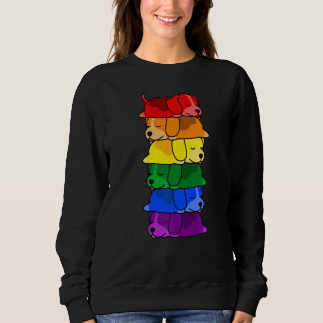 Cute Rainbow Beagle Gay pride Lgbt Puppy T Shirt (Framsida)