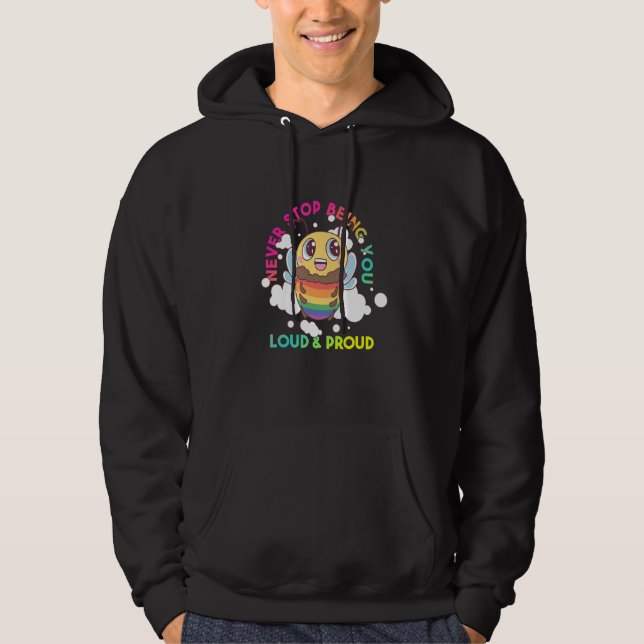 Cute Rainbow Bee sluta aldrig att vara du 1 Hoodie (Framsida)