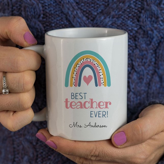 Cute Rainbow Best Teacher någonsin Kaffemugg (Skapare uppladdad)