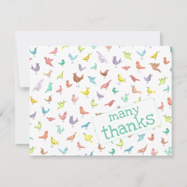 Cute Rainbow Birds Tack så mycket Kort (Framsida)