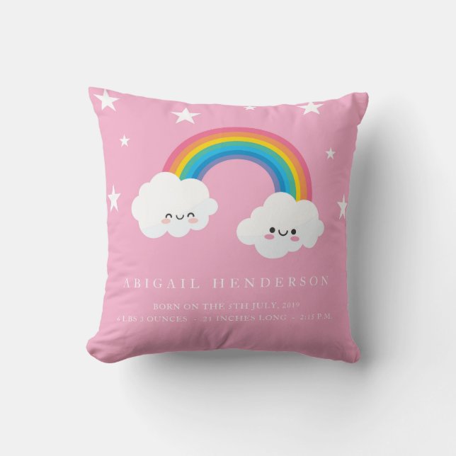 Cute Rainbow Birth-anteckningspillen Kudde (Framsida)
