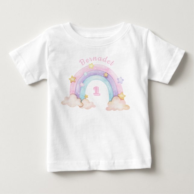 Cute Rainbow Birthday Baby T-Shirt (Framsida)