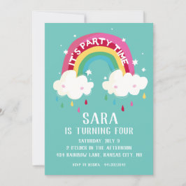 Cute Rainbow Birthday-inbjudan Inbjudningar