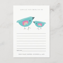 Cute Rainbow Blue Birdy Advise Morsa Baby Shower Tilläggskort