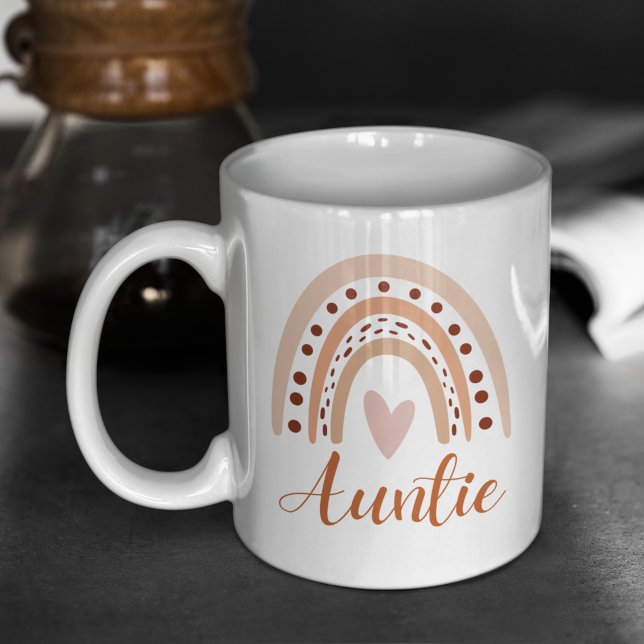 Cute Rainbow Boho Heart Auntie Cute Kaffemugg (Skapare uppladdad)