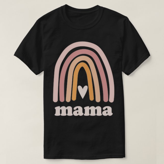 Cute Rainbow Boho Mamma Minimal Pocket Heart Mor T Shirt (Design framsida)