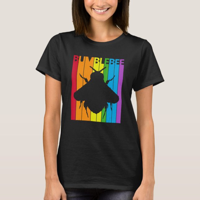 Cute Rainbow Bumblebee T Shirt (Framsida)