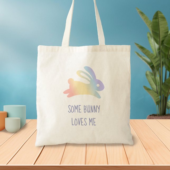 Cute Rainbow Bunny Rabbit Quote Tygkasse (Skapare uppladdad)