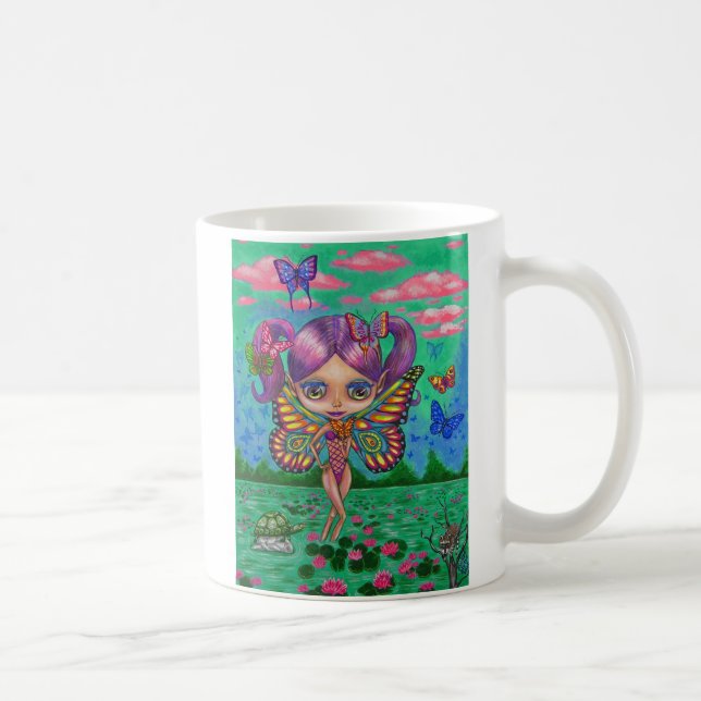 Cute Rainbow Butterfly Fairy Doll Vatten Lilies Kaffemugg (Höger)