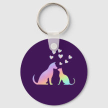 Cute Rainbow Cat and Dog Silhouette Love Purple To