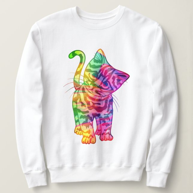Cute Rainbow Cat T-shirt, Hoodie Sweatshirt Design T Shirt (Design framsida)