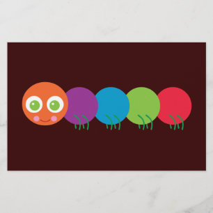 Cute Rainbow Caterpelare Brevpapper