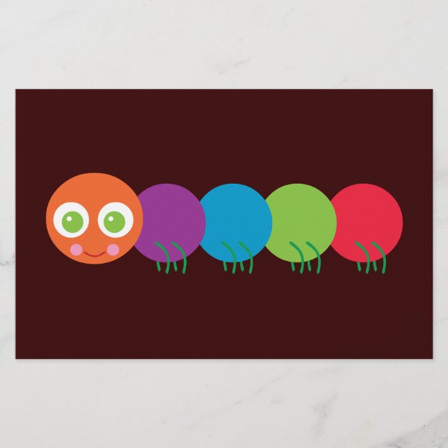 Cute Rainbow Caterpelare Brevpapper (Framsida)
