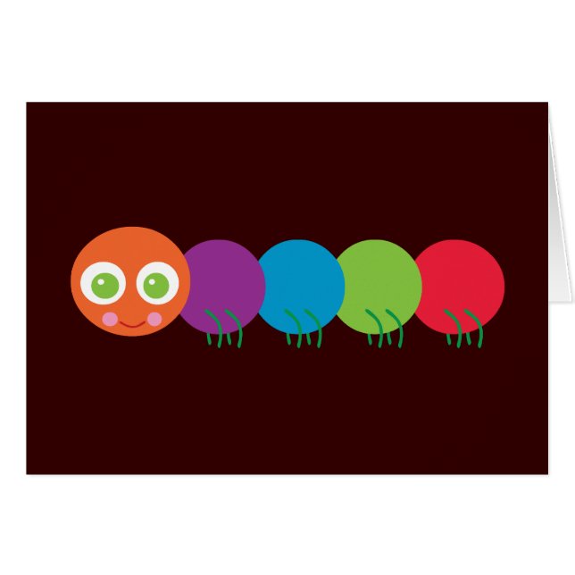 Cute Rainbow Caterpelare Hälsningskort (Framsidan Horizontal)