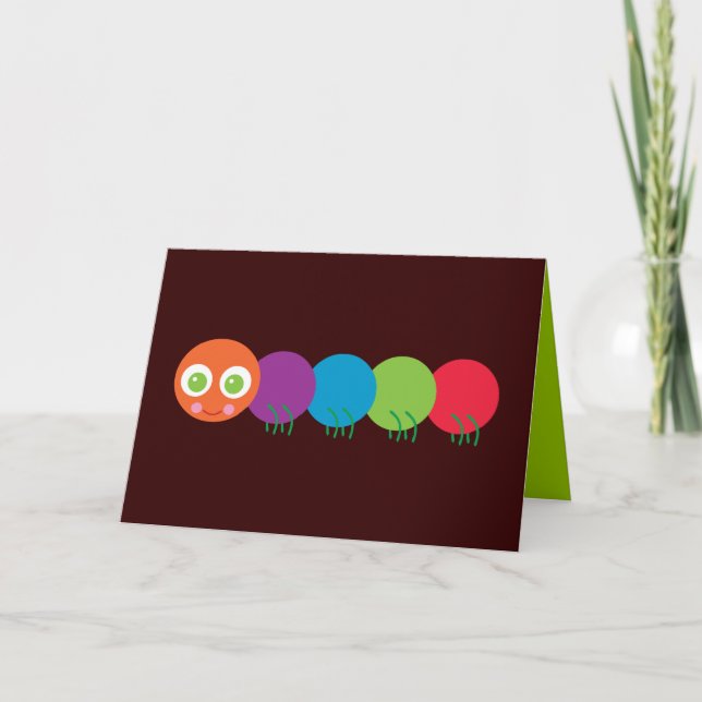 Cute Rainbow Caterpelare Kort (Framsida)