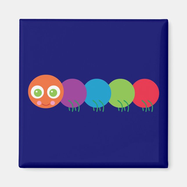 Cute Rainbow Caterpelare Magnet (Framsidan)