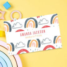 Cute Rainbow Childcare Daycare Babysit Kids