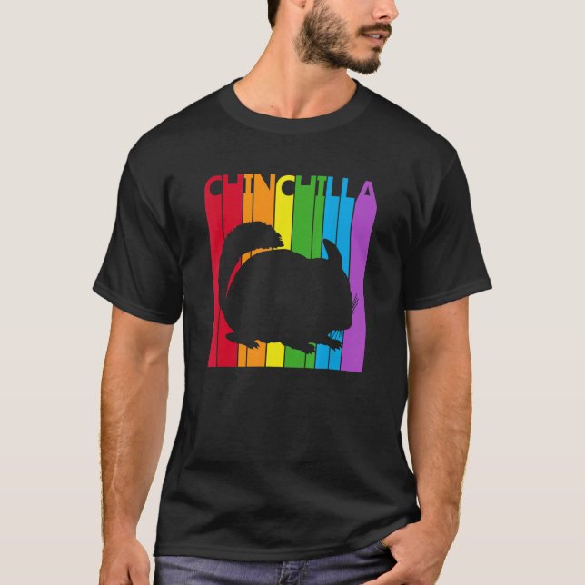 Cute Rainbow Chinchilla Animal T Shirt (Framsida)