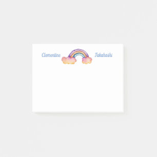 Cute Rainbow Cloud Lägg till ditt namn Barn Post-it Block