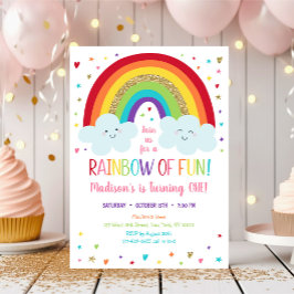 Cute Rainbow Clouds första födelsedagen Inbjudningar