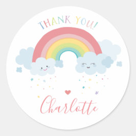 CUTE RAINBOW CLOUDS Pastel kawaii illustration Runt Klistermärke