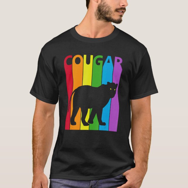 Cute Rainbow Cougar animal T Shirt (Framsida)
