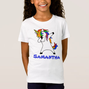 Cute Rainbow Dabbing Unicorn Personlig T Shirt