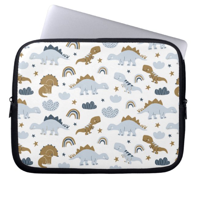 Cute Rainbow Dinosaur Mönster Laptop Fodral (Framsidan)