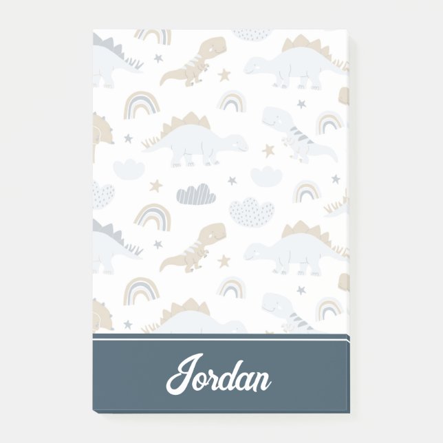 Cute Rainbow Dinosaur Mönster Post-it Block (Framsida)