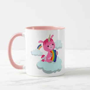 Cute Rainbow Eating Tecknad Unicorn Mugg