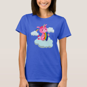 Cute Rainbow Eating Tecknad Unicorn Women T-Shirt