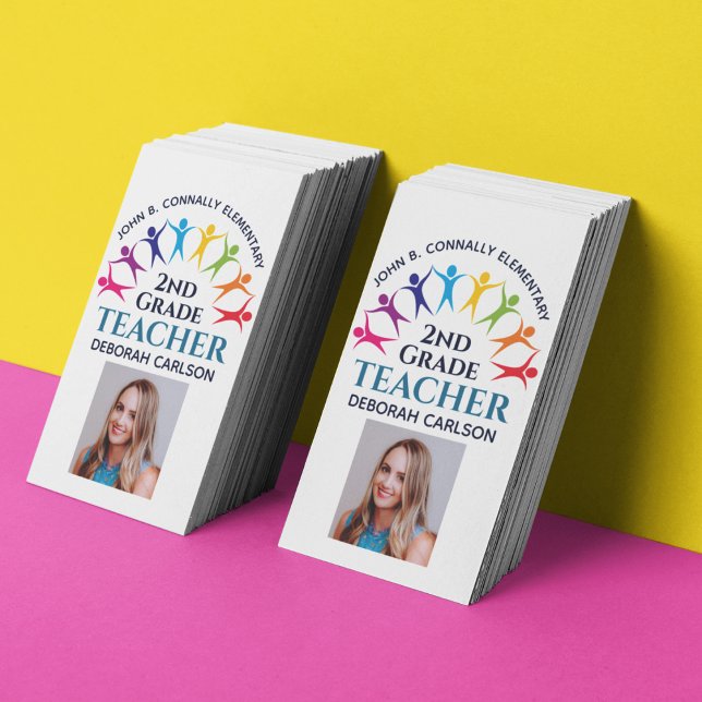 Cute Rainbow Elementary School Teacher Educator Visitkort (Skapare uppladdad)