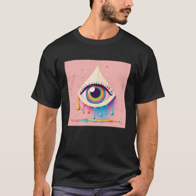 Cute Rainbow Eye Illustration Colorful Tears Uniqu T Shirt (Framsida)