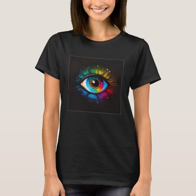 Cute Rainbow Eye Illustration Colorful Tears Uniqu T Shirt (Framsida)