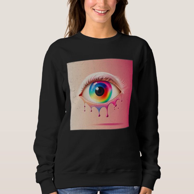 Cute Rainbow Eye Illustration Colorful Tears Uniqu T Shirt (Framsida)