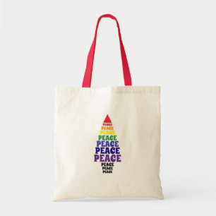 Cute Rainbow Färg jul Peace Träd Red Tygkasse