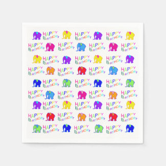Cute Rainbow Färg Tecknad Elephants Kid Birthday Pappersservett