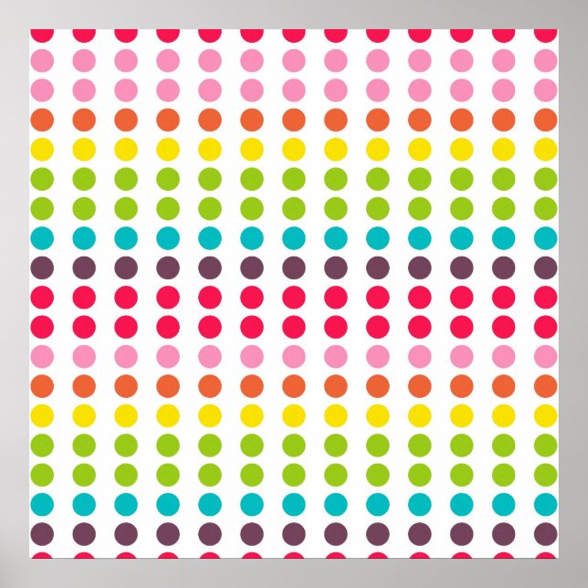 Cute Rainbow Färgad Polka dots Poster (Framsidan)