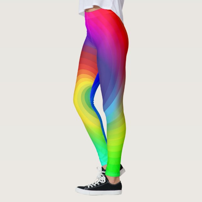 Cute rainbow färger mönster leggings (Vänster)