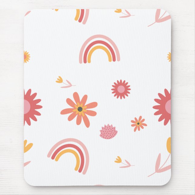Cute Rainbow & Floral Pastel Pattern Musmatta (Framsidan)