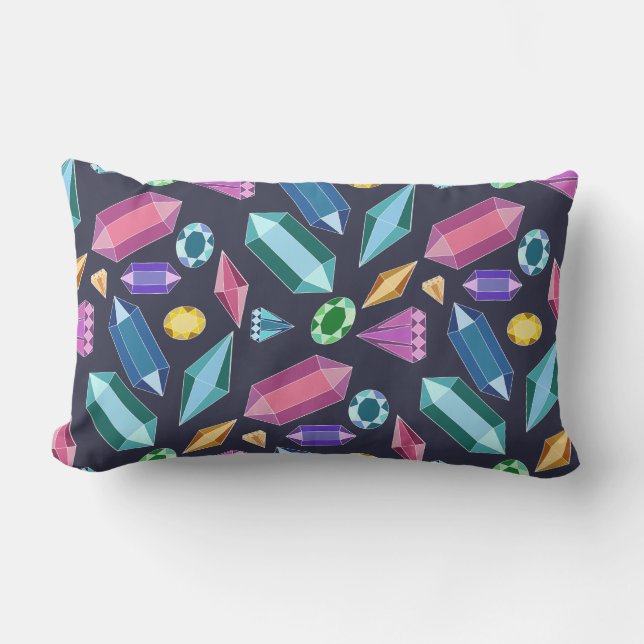Cute Rainbow Gemstones Lumbarkudde (Framsida)