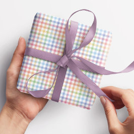 Cute rainbow gingham plaid färglös pastel presentpapper