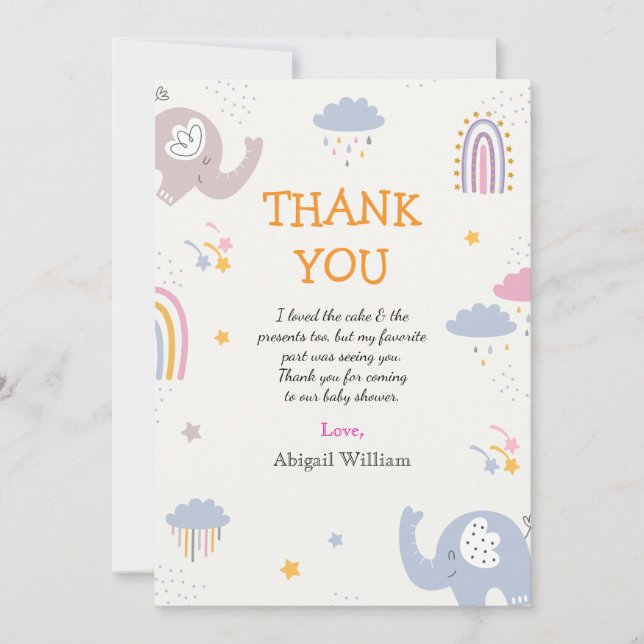 Cute Rainbow Girls Baby Shower - tack för dina kor (Framsida)