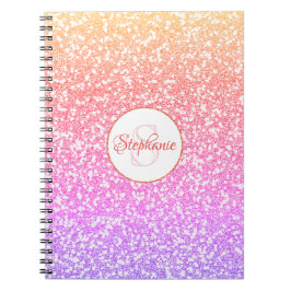 Cute Rainbow Glitter Monogrammed Namn Anteckningsbok