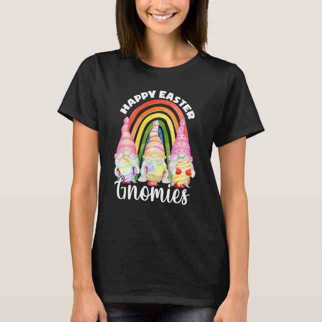 Cute Rainbow Gnome Påskhare Gnomes Eggs T Shirt (Framsida)
